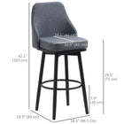HOMCOM Bar Height Swivel Bar Stools with Steel Legs - Charcoal Grey - 2 Pack-Solid powder-coated steel legs provide great sturdiness
