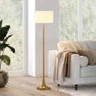 Hudson&Canal Josephine 62" Tall Floor Lamp with Fabric Shade - Brass/White-Rated for one 100W incandescent bulb - 9W LED bulb, 23W fluorescent (CFL) bulb, or 9W self-ballasted LED bulb, E26-base bulb, Bulb not included