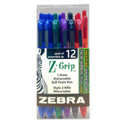 Zebra Z-Grip Ballpoint Pens Retractable – 1.0 mm – Assorted – 12 Pack-Soft latex-free rubber grip