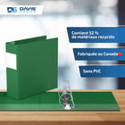 Davis Group Super économie, Reliure à anneaux en “D” inclinés 3 po, paquet de 6 – Vert-Polypropylène sans PVC