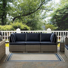 Modway Rim Solid Border Indoor/Outdoor Area Rug - 5 ft W x 8 ft L - Blue/Beige-Durable Indoor/Outdoor Rug