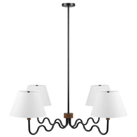 Modway Sunlit Squiggle 4-Arm Pendant Light - Walnut/Black-Squiggle Arms