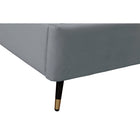Manhattan Comfort Crosby 81.1" Modern Velvet Upholstered Twin-Size Bed - Grey-Metal Leg Height: 7.9 in. Headboard Height: 43 in