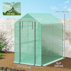 Outsunny 73" x 47" x 75" Walk-in Greenhouse with Roll-up Door and 4 Shelves - Green- UV and weather-resistant PE plastic cover allows sunlight to pass through   
 