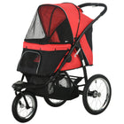 PawHut 3-Wheel Pet Stroller with Folding Carrier - Red-Three large rubber wheels, the front wheel is lockable, suitable for all terrains 