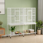 PawHut - grande cage à oiseaux 64 po, cage à perroquet en métal sur roulettes - blanc-Convient aux oiseaux de petite et moyenne taille 
