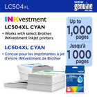 Brother Genuine LC504XLCS Ink Cartridge - High Yield - Cyan -Brother Genuine LC504XLCS High Yield Cyan Ink Cartridges deliver consistent, reliable performance