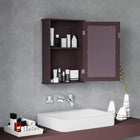 Kleankin Wall Mount Bathroom Mirror Cabinet with Shelves - Dark Brown-Mirror outside for better preparation for morning makeup or shaving 