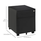Vinsetto 2-Drawer Letter/A4 Filing Cabinet with Wheels Lockable - Black-Can be locked for security 