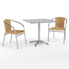 Flash Furniture – Table carrée de 31,5 po en aluminium, 2 sièges en rotin beige, int/ext (TLH-ALUM-32SQ-020BGECHR2-GG)-Aluminium, plastique, rotin, acier inoxydable
