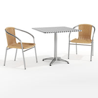 Flash Furniture – Table carrée de 31,5 po en aluminium, 2 sièges en rotin beige, int/ext (TLH-ALUM-32SQ-020BGECHR2-GG)-Aluminium, plastique, rotin, acier inoxydable
