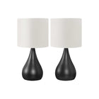 Monarch Specialties 18" H Contemporary Table Lamp - Black Metal / Ivory / Cream Shade - Set Of 2-This set of two 18"h table lamps with a stylish black metal teardrop base and ivory linen tapered drum shades add a fashionably contemporary touch to your space