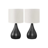 Monarch Specialties 18" H Contemporary Table Lamp - Black Metal / Ivory / Cream Shade - Set Of 2-This set of two 18"h table lamps with a stylish black metal teardrop base and ivory linen tapered drum shades add a fashionably contemporary touch to your space