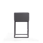 Manhattan Comfort - Tabouret de comptoir Embassy 52 cm style milieu du siècle moderne, revêtement en similicuir gris et noir, lot de 2-Hauteur du siège : 25 po