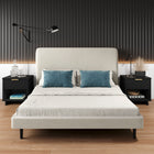 Manhattan Comfort Granville 18.11" Modern 1-Drawer Nightstand 2-Piece Set - Black-Includes 1 Full Extension Drawers with Top Drawer Designed in Vertical Textured Ribbed Lines Made from Solid Wood