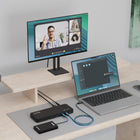 Plugable THUNDERBOLT 4 100W Laptop Docking Station for 4K Dual Monitors or Single 8K-Thunderbolt Dock—The dock is Thunderbolt 4 certified, and that comes with some powerful perks. With a downstream front Thunderbolt 4 port, enjoy up to 40Gbps data transfer, 15W of charging for your phone or tablet, or drive a single 8K display