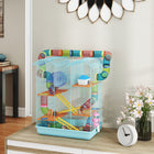 PawHut 18.5" Hamster Cage with Tube System & Exercise Wheel - Light Blue-Included water bottle and food dishes simplify feeding