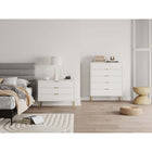 Manhattan Comfort DUMBO Modern Dresser Set and 5-Drawer Tall Dresser Set - White-Includes 8 Full Extension Drawers Designed in Vertical Textured Ribbed Lines.