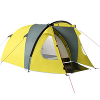 Outsunny 4 Person Camping Tent-Spacious dividable bedroom fits 3-4 sitting or 2-3 sleeping comfortably
