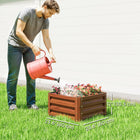 Outsunny Raised Garden Bed with Galvanized Steel Frame - 23.5" L x 23.5" W x 12" H - Dark Brown Wood Effect - 2 Pack-Galvanized steel material is powder coating for outdoor use 