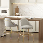 Manhattan Comfort Gracie 22" Modern Leatherette Upholstered Counter Stool - Stone and Gold - 2 Pack-Frame and Legs Features Choice of Fully Welded Black Steel or Gold Stainless Steel
