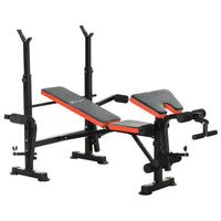 Soozier Adjustable Weight Bench with Leg Extension - Barbell Rack - Preacher Curl Pad-Multifunctional unit includes squat rack, leg extension, butterfly curl for various exercise modes 
