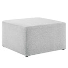 Modway Callum Large 28" Square Woven Heathered Fabric Upholstered Ottoman - Heathered Weave/Light Grey-Woven Heathered Fabric Upholstery