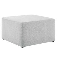 Modway Callum Large 28" Square Woven Heathered Fabric Upholstered Ottoman - Heathered Weave/Light Grey-Woven Heathered Fabric Upholstery