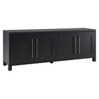 Hudson&Canal - Meuble TV Chabot pour téléviseurs jusqu'à 75" - Grain noir-Comprend quatre portes avec armoires fermées et 4 étagères pour un grand espace de rangement