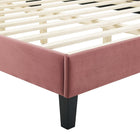 Modway Current Performance Velvet Queen Platform Bed with Black Wood Legs - Dusty Rose-Assembly Required