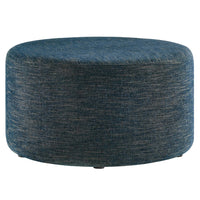 Modway - Callum Grand tissu rond tissé en bruyère de 29" Rembourré Ottoman - Heathered Weave Azure-Tissu tissé en bruyère tissé