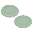 Casa Domani Florence Oval Platter - 35 x 25cm - Sage - 2 Pack-Made of Porcelain featuring a delicate embossed pattern on scalloped profile.