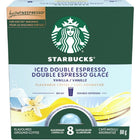 Nespresso Starbucks Vertuo Iced Vanilla Double Espresso Capsules - 8 Pack-Brew Size: Each Starbucks Iced Double Espresso vanilla flavoured coffee capsule for Nespresso Vertuo machines brews 80 ml of coffee (compared to 40 ml for regular espresso)