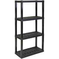 Oskar 4-Tier Heavy Duty Shelving Unit - 14" x 30" x 57" - Black-Compact 30 x 14" footprint is ideal for small spaces