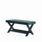Manhattan Comfort - Abigail banc ottoman capitonné en velours vert style milieu du siècle moderne 42,12"-Coussin passepoilé de haute qualité avec rembourrage en mousse moelleuse pour plus de confort et de style