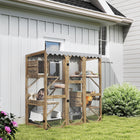 PawHut - Enclos extérieur pour chat Catio, maison pour chat en bois avec fenêtre, brun-Bois massif et treillis métallique galvanisé garantissent la durabilité 