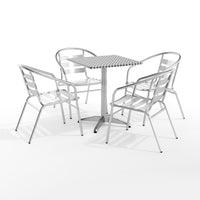 Flash Furniture – Table carrée de 23,5 po en aluminium avec 4 sièges à traverses, intérieur/extérieur (TLH24SQ017BCHR4)-Ensemble de table et chaises
