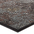 Modway Westia Ornate Turkish Vintage Area Rug - 8 ft W x 10 ft L - Dark Brown/Silver Blue-Long-Lasting Material