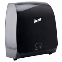 Scott - Distributrice automatique d’essuie-mains en rouleau Scott Pro - pour les essuie-mains en rouleau Scott Pro avec mandrin bleu - 12,66 po x 16,44 po x 9,18 po - Noire-Comprend 1 distributrice automatique d’essuie-mains en rouleau Scott Pro
