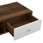 Modway Transmit 70" Media Console Wood TV Stand - Walnut White-Durable Particleboard / MDF
