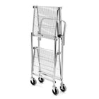 Luxor - Chariot pliant en fil d’acier à 2 tablettes - hauteur 39 -5" - capacité 350 lb - argent-Assemblage facile : il suffit de fixer la poignée et les roulettes