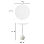 Modway Aliza Round White Marble Side Table - White White-White Marble Base