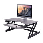 Rocelco 32" Adjustable Sit/Stand Laptop Desk Riser with Anti Fatigue Mat - Grey-Comes with a retractable keyboard tray. 