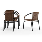 Flash Furniture - Chaise empilable de restaurant en rotin brun moyen pour intérieur et extérieur-Empilable pour faciliter le transport et le stockage