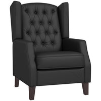 HOMCOM - Fauteuil d’appoint en similicuir avec pieds en bois - rembourrage épais pour salon - noir-Le cuir PU résistant à l'eau convient parfaitement aux zones à fort passage et nécessite un entretien minimal  
