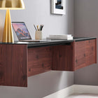 Modway Kinetic 49" Wall-Mount Office Desk With Cabinet and Shelf - Black Cherry-6