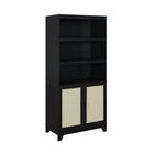Manhattan Comfort Sheridan 31.49" Mid-Century Modern Bookcase Cabinet - Black - Set of 2-Lifted Framed Solid Wood Legs for Fashion and Durability