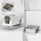 PawHut Stainless Steel High Sided Kitty Litter Box with Scoop-Sand drop area traps litter, keeping floors cleaner 