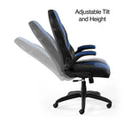 Emerge Vortex Bonded Leather Gaming Chair - Black/Blue-Lumbar support, seat height adjustment, tilt tension, tilt lock for customized support