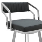 Armen Living - Capri Tabouret de Bar Moderne Pivotant de 66 cm de Hauteur de Comptoir en Métal et Similicuir Gris Ardoise-5